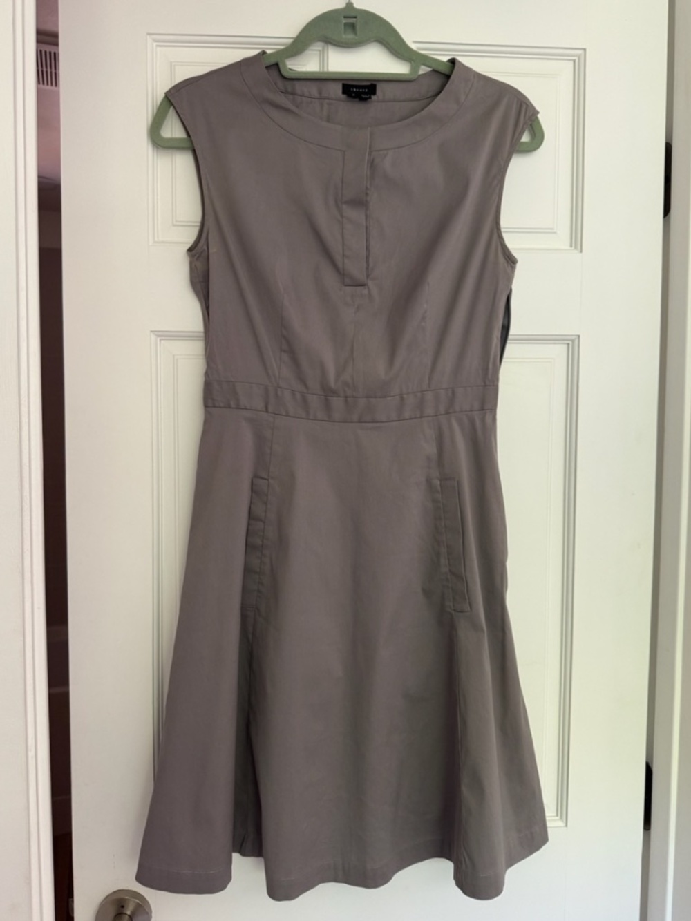 Theory A-Line Grey Cotton Dress, Size 2
